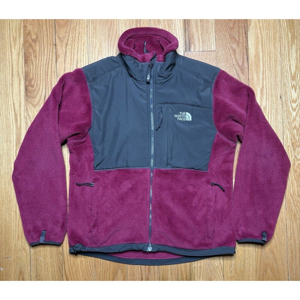 North Face Fuchsia Pink Gray Denali Fleece Full Zip Jacket Polartec Women Medium